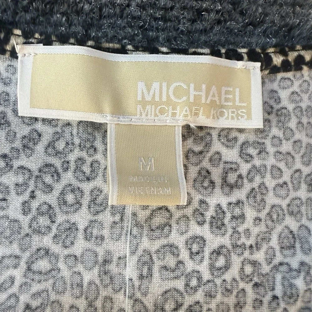 Michael Kors Leopard Print Cold Shoulder Cutout Knit Shift Dress M QU28FUT3Y8